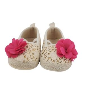 Rising Star Baby Girl Ivory Crochet‎ Lace Espadrille Flats  9-12 Months READ